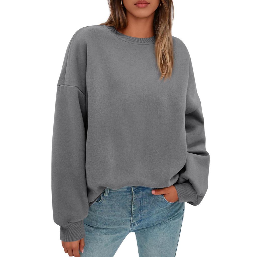 Women’s Crewneck Long Sleeve Pullover Sweatshirt Loose Fit Casual Soft Fleece Top for Everyday Wear