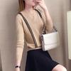 Women's Apricot Knit Slim-Fit Pullover: Long Sleeve Autumn Base Layer Top
