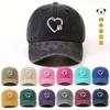 Adjustable Heart Print Baseball Cap Women Men Casual Snapback Hat In Cotton Twill Beige Khaki Pink Rose Red
