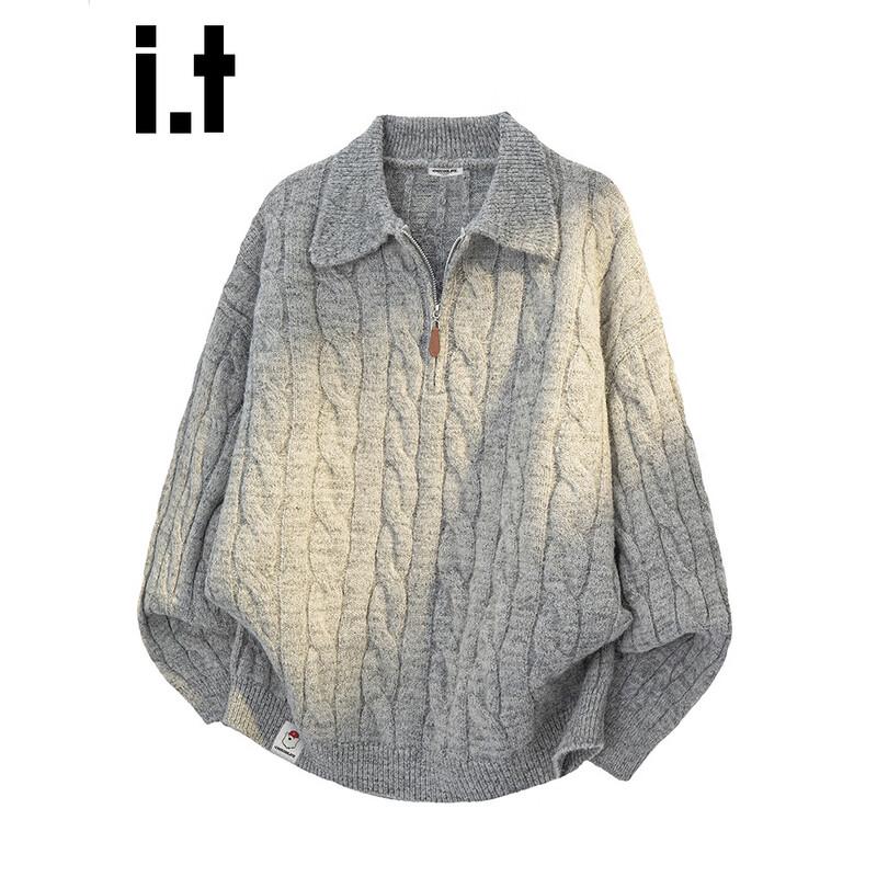 CHOCOOLATE Men s Wool Blend Cable Knit Half-Zip Polo Sweater M