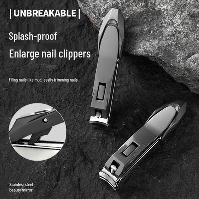 Stainless Steel Anti-Splash Nail Clippers with Large Opening and Debris Collection Compartment