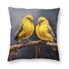 Gele Kanarie Vogel Vierkante Kussensloop Polyester Linnen Fluweel Patroon Rits Decoratieve Kussensloop Kamer Kussenhoes