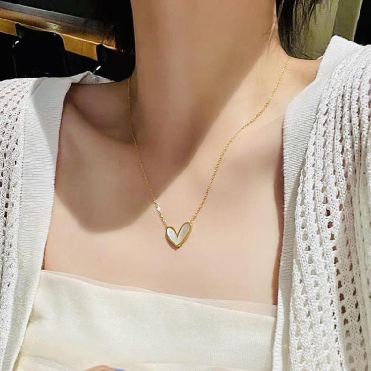Fashionable Gold/Silver Heart Necklace Titaniums Steel Clavicle Chain Adjustable Length Choker Fashionable Women Jewelry