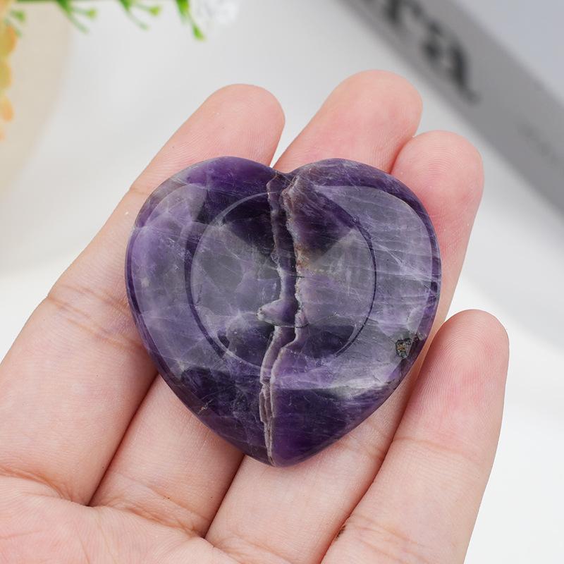 1pc Worry Stone Amethyst Tiger Eye Thumbstone Love Shape Natural Stone Meditation Jewelry Gifts