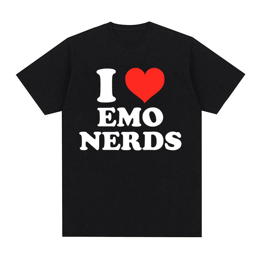 I Love Emo Nerds 90s Style Tee Shirt Men Women s Fashion Casual Funny Slogan T-shirt High Quality Oversized Short Sleeve T Sh... S разноцветный