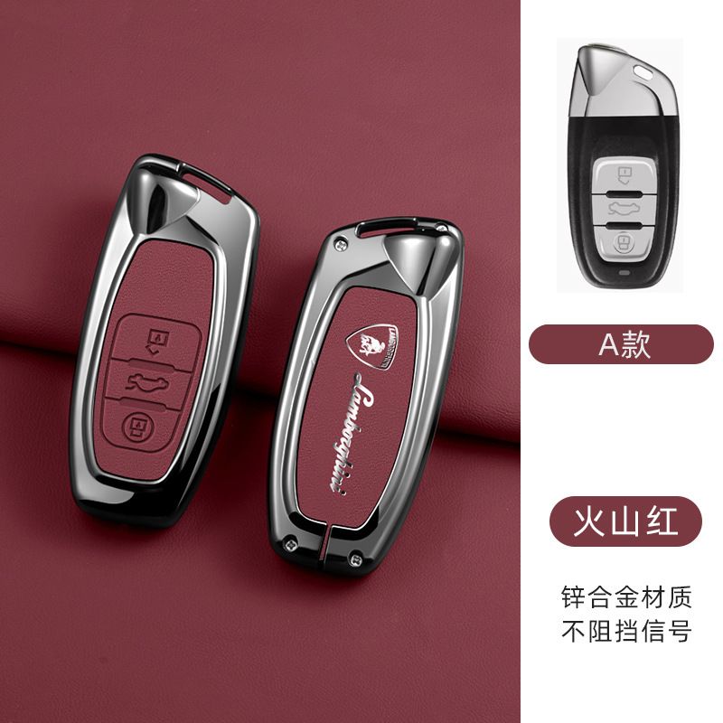 Styling Metal Leather 3 Buttons Car Remote Key Case Cover Shell For Lamborghini Urus Huracan Aventador Premium Car Accessories XX3