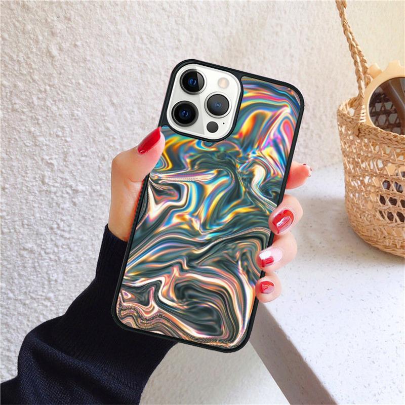 Psychedelic Trippy Holographic Phone Case for iPhone 17 Air 16 Coque 15 14 12 13 PLUS 11 PRO MAX Back Cover Fundas
