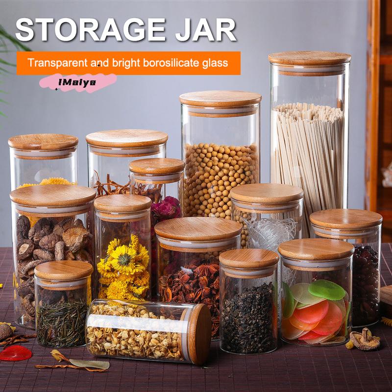 M-1Pc Sealed Food Storage Box Pots Glass Jar Coffee Jars With Lid Transparent Cereal Candy Dried Jars Fridge Container