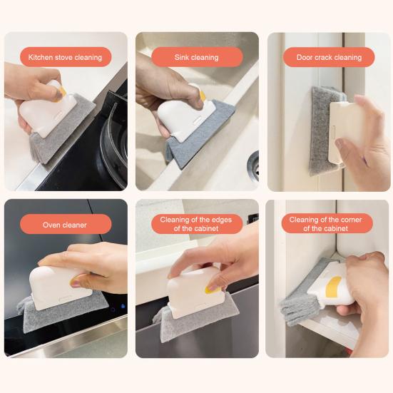Gap Cleaning Brush Dual-Ended Design Wear-resistant Gap Brush Bathroom Crevice Brush with Brush Scraper Home Cleaning Tool