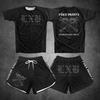 Quick Drying Black V1 LXB AJJ Rash Guard Gym Set Levelxblack RANKED V2 NIVEL NEGRO Jersey T-shirt And Shorts Combo for Fitness