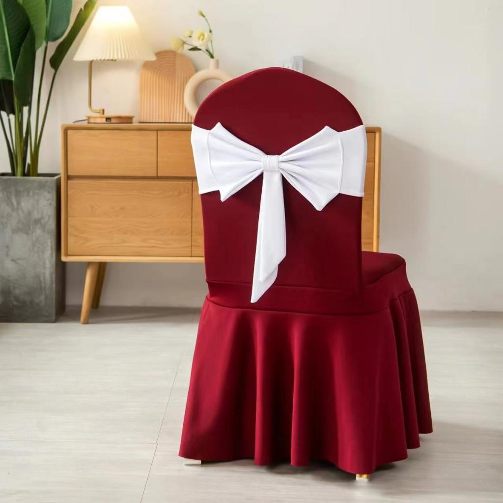 Christmas Chair Cover Bow New Sashes Elastic Bow Tie Chair Back Stretch Band Ribbons for Wedding Party Banquet Event Decoration