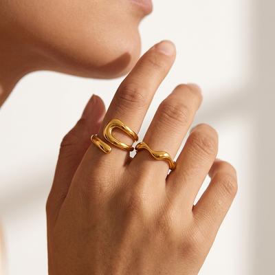 European and American Art Sense Curved Surface Bump Irregular Opening Ring Atmosphere Versatile Ring