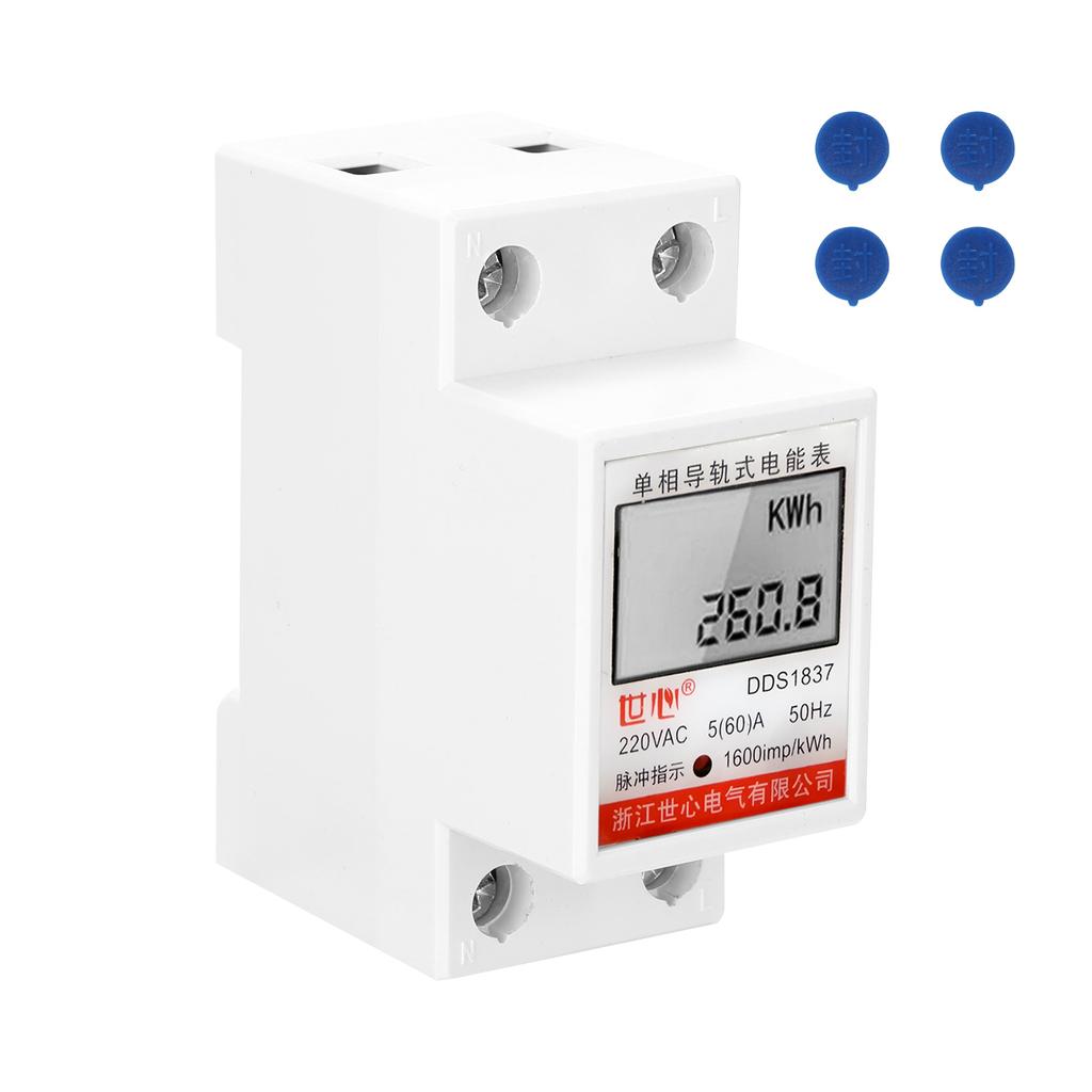 DDS LDG Single Phase Energy Meter, 220V 50Hz LCD Display with Real Time Voltage Current Power Monitoring, for Home Commercial Use