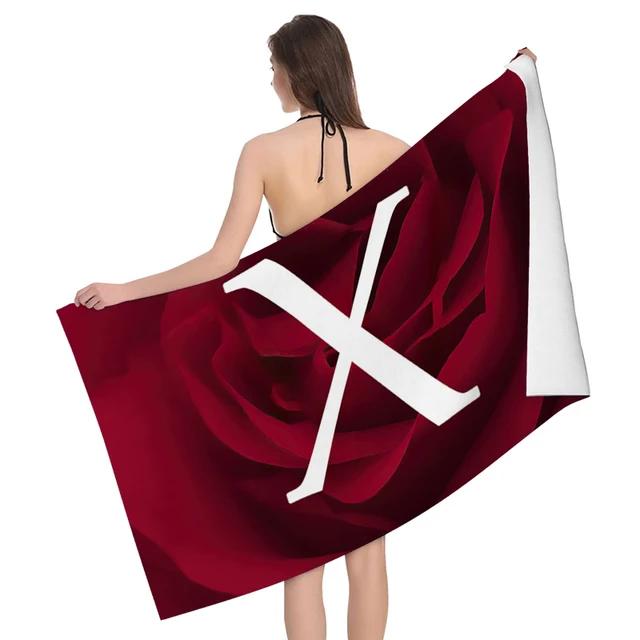 Home bath towels for the body towels bathroom letters and flower quick drying microfiber beach towel man and women large sports