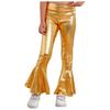 Girls Performance Pants Elastic Waistband Bronzing Cloth High Waist Design Ruffle Hem Bell Bottom