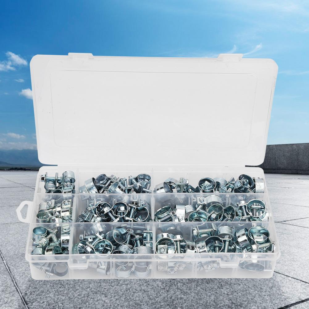 135PCS Zinc Plated Mini Fuel Hose Clamps Line Tube Pipe Clips 818mm