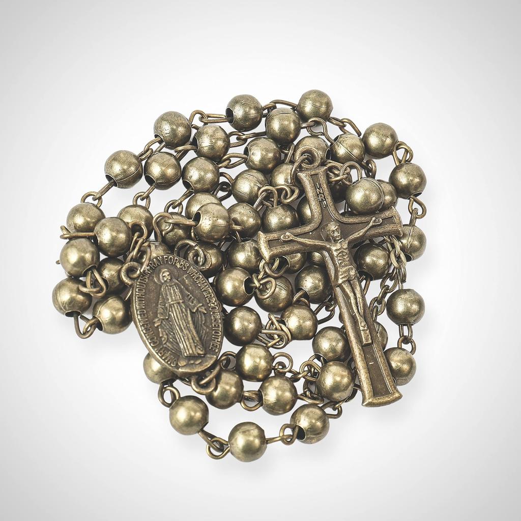 Nazareth Store Metal Bead Combat Rosary Necklace