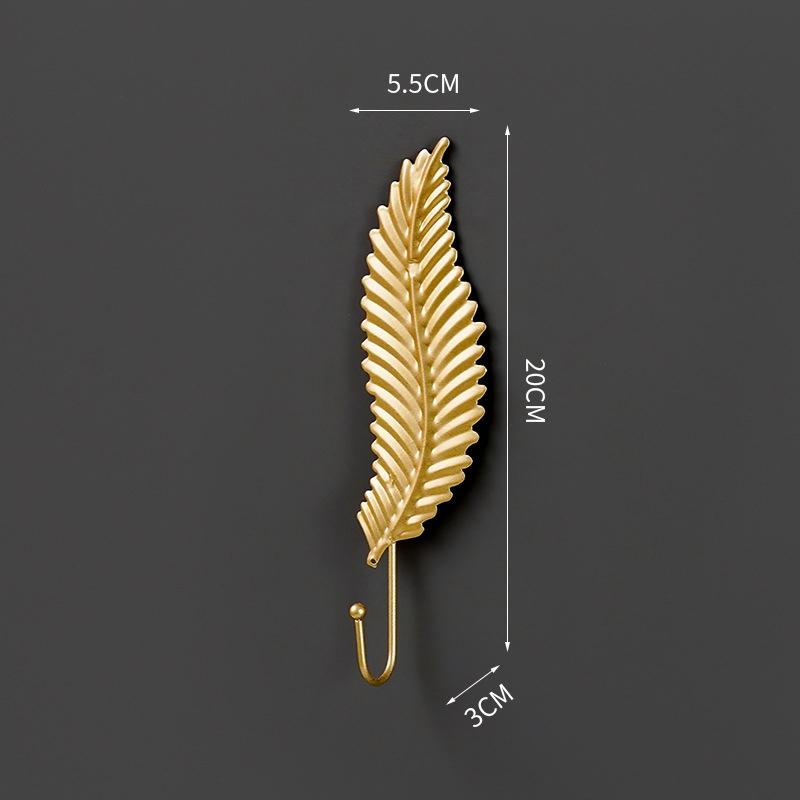 Retro Gold Leaf Shape Hanging Hooks Punch-free Wall Hanger Hanging Storage Rack Towel Watch Bag Key Self Adhesive Household