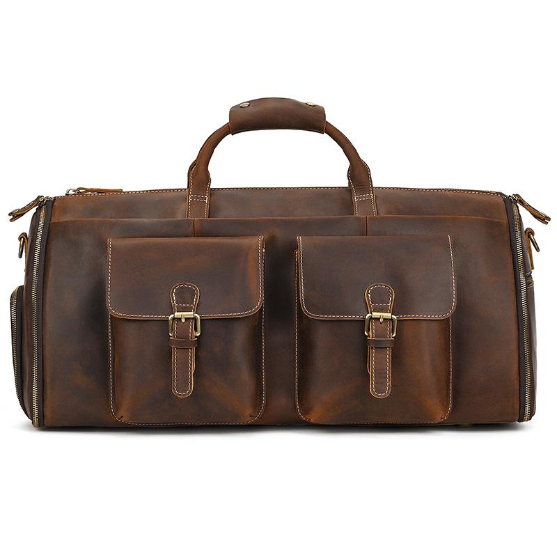 Large Men's Duffle Bag Genuine Leather Travel Bags For Men Male Handbags Weekender Suit Bag On Luggage Luxury Handbag For Suits