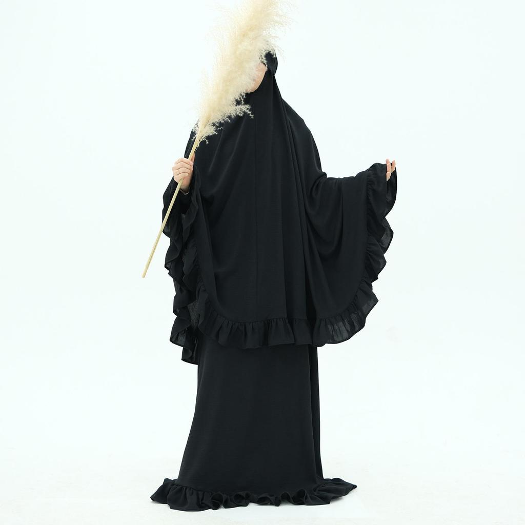 Loriya 2025 Solid Color Dress with Large Headscarf LR972