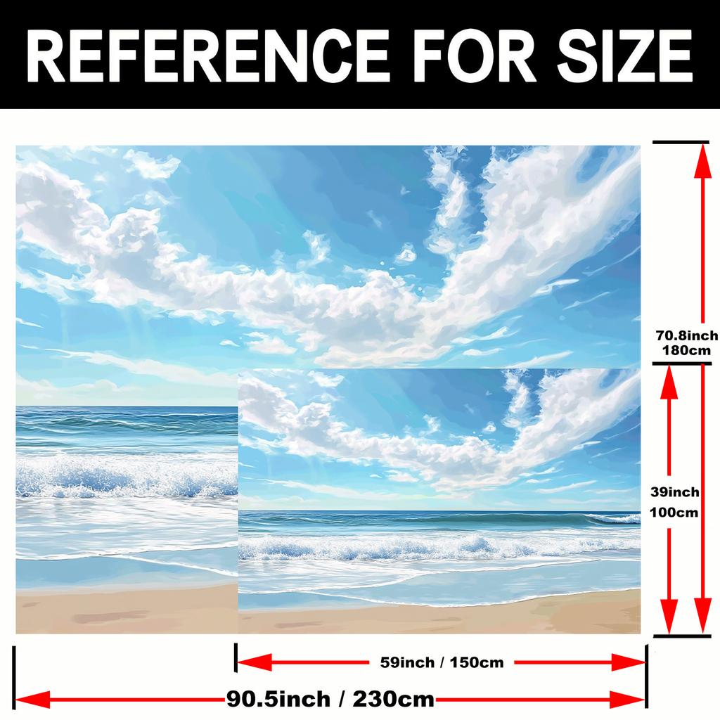 Beach Scene Sea Background, Polyester Material, Summer Theme, No Electricity, Suitable for Weddings, Parties