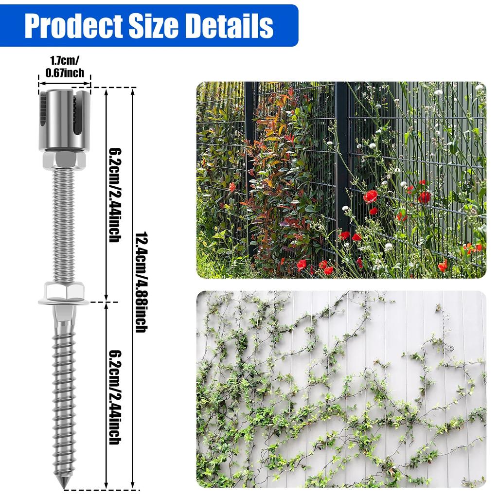 Wire Tensioner Kit 12/16M Stainless Steel Cable Wire Rope Wire Trellis for Climbing Plants Outdoor for Cables Wire, Trellis Wire