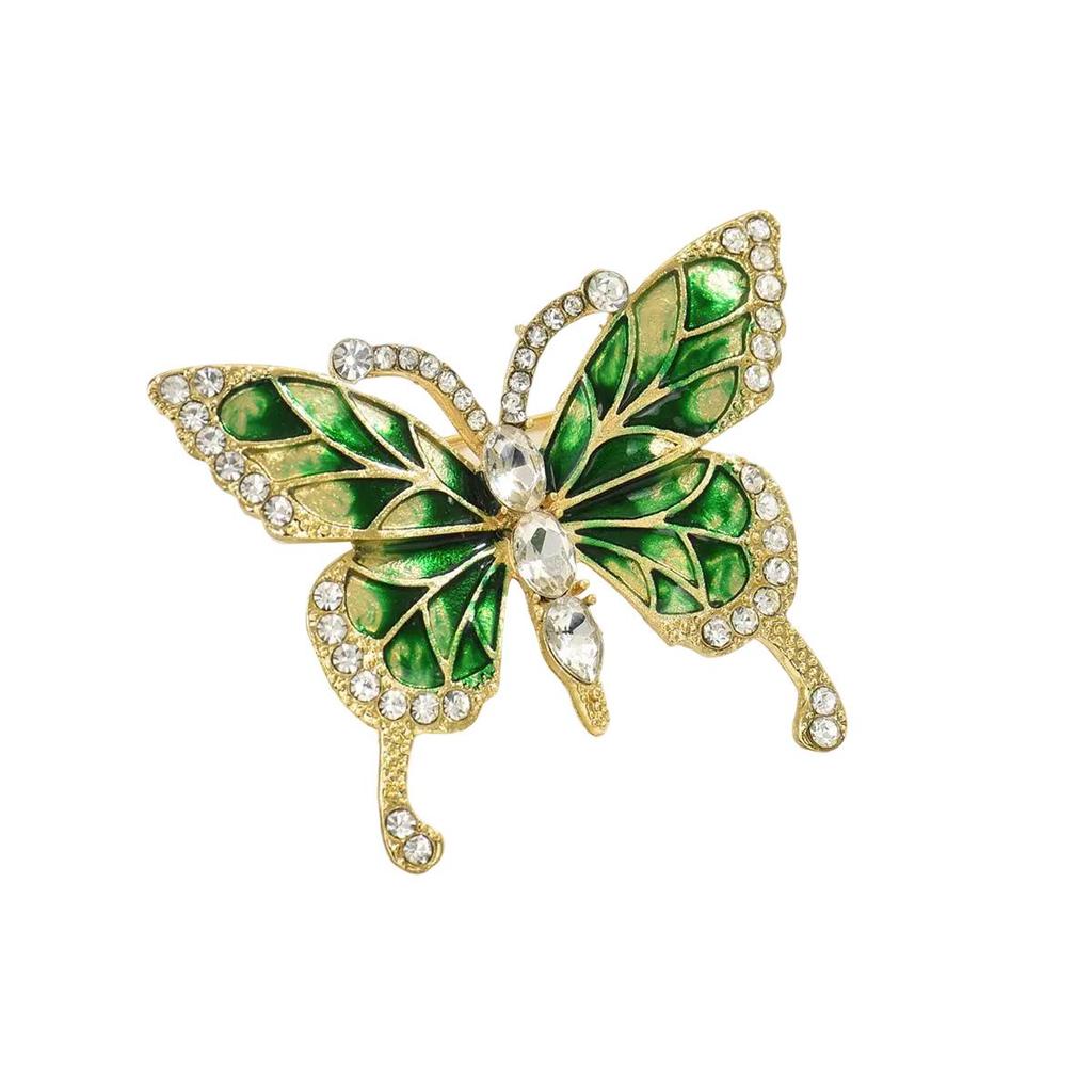 Elegancka broszka-pin motyl z diamentami dla kobiet - Lekki luksus, modny dodatek do korsarza