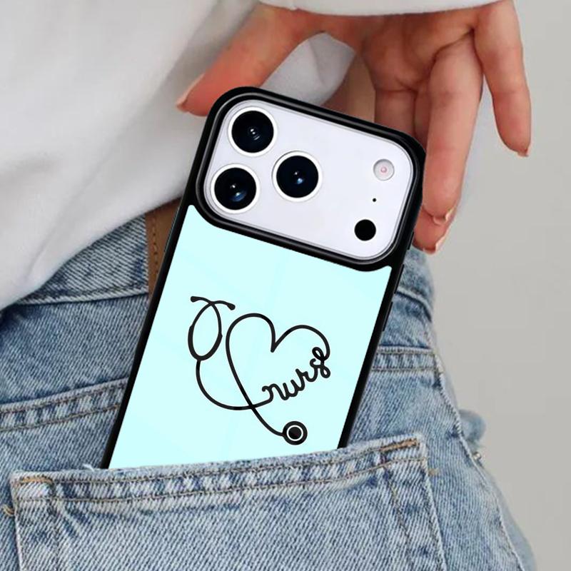 RN Logo Registered Nurse Stethoscope Phone Case for iPhone 17ProMax 12 13 14 15 16e 17 Pro Max Plus Air Cover