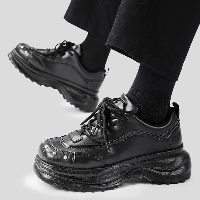 Platform Leather Shoes 2024 Youth Versatile Trendy Brand Casual Style Dad Shoes Fashion Versatile Locomotive Darth Vader Men's Shoes