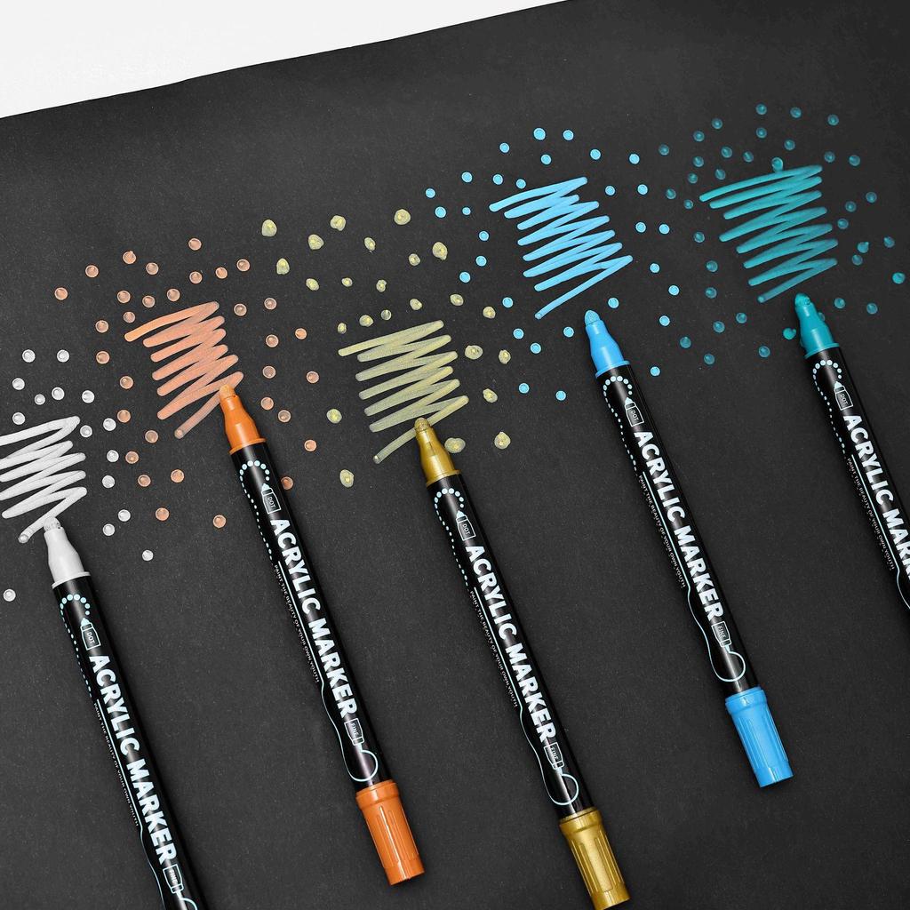 Dual-Tip Stackable Acrylic Markers - Quick-Drying Christmas Greeting Card Pens