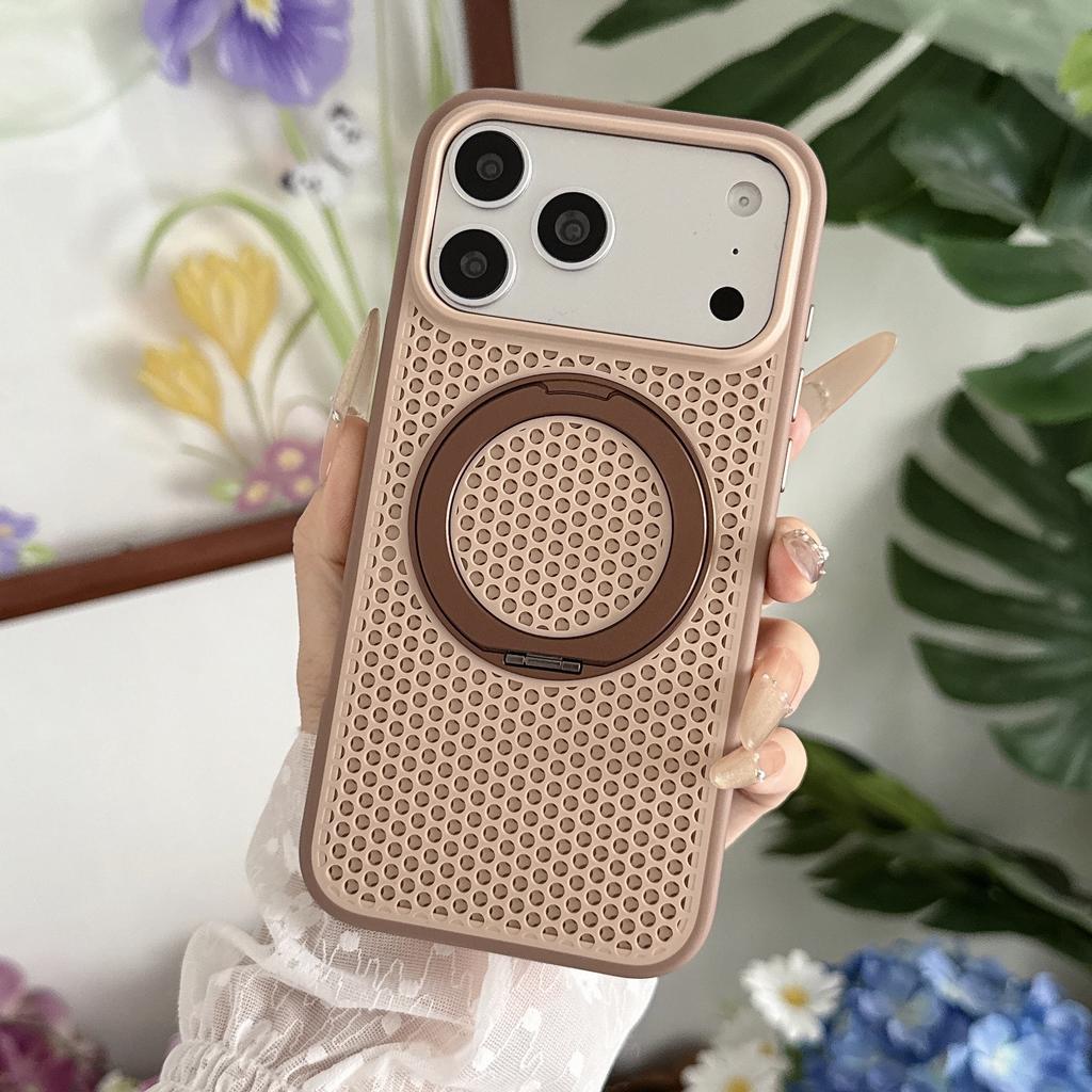 Applicable to iPhone11PROMAX two-color honeycomb heat dissipation 111 degrees rotating magnetic suction bracket Apple 11 mobile phone case