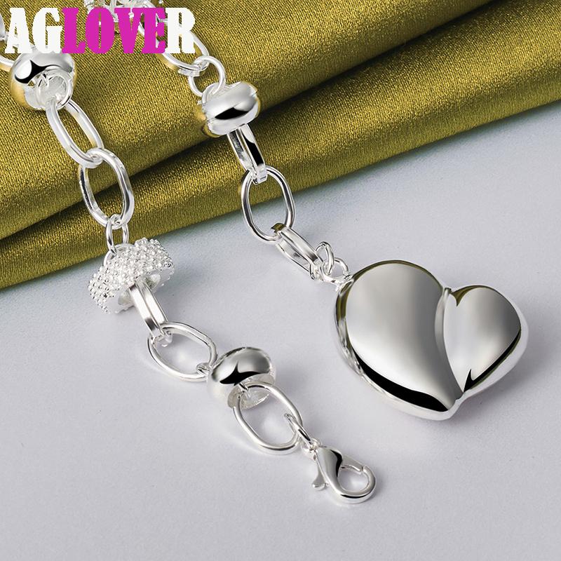 925 Sterling Silver Smooth Hollow Heart Pendant Necklace Jewelry