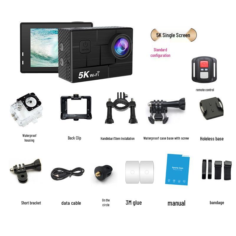 4K Sports Action Camera with Anti-Shake, Touchscreen, Wireless Connectivity, for Cycling & Fishing