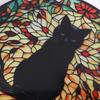 Moonlight Black Cat Pattern Dyed Window Hanging Decoration/Light Catching Cat Shadow Window Decoration/Sun Cat Small Curtain Exc