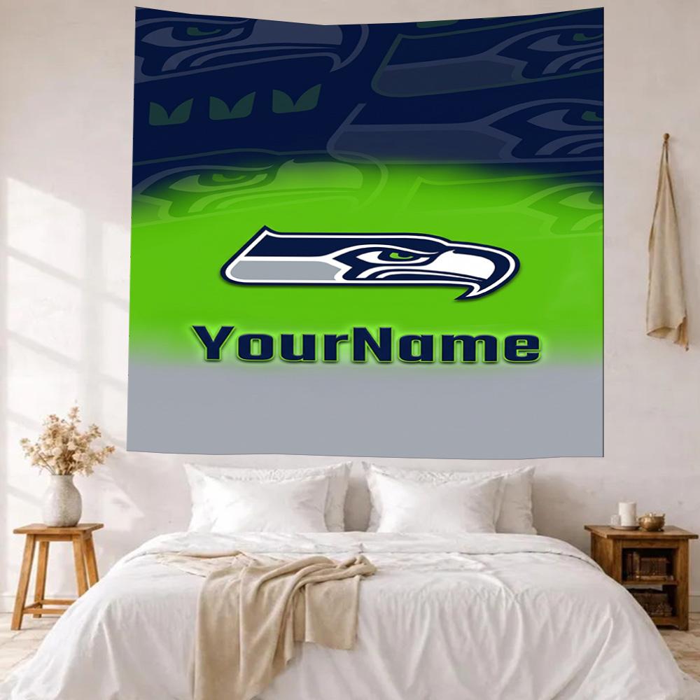 Seattle Seahawks Custom Your Name Wall Decor Tapestry Art For Pet Memorial Birthdaywedding Party Backdrop Family Gift