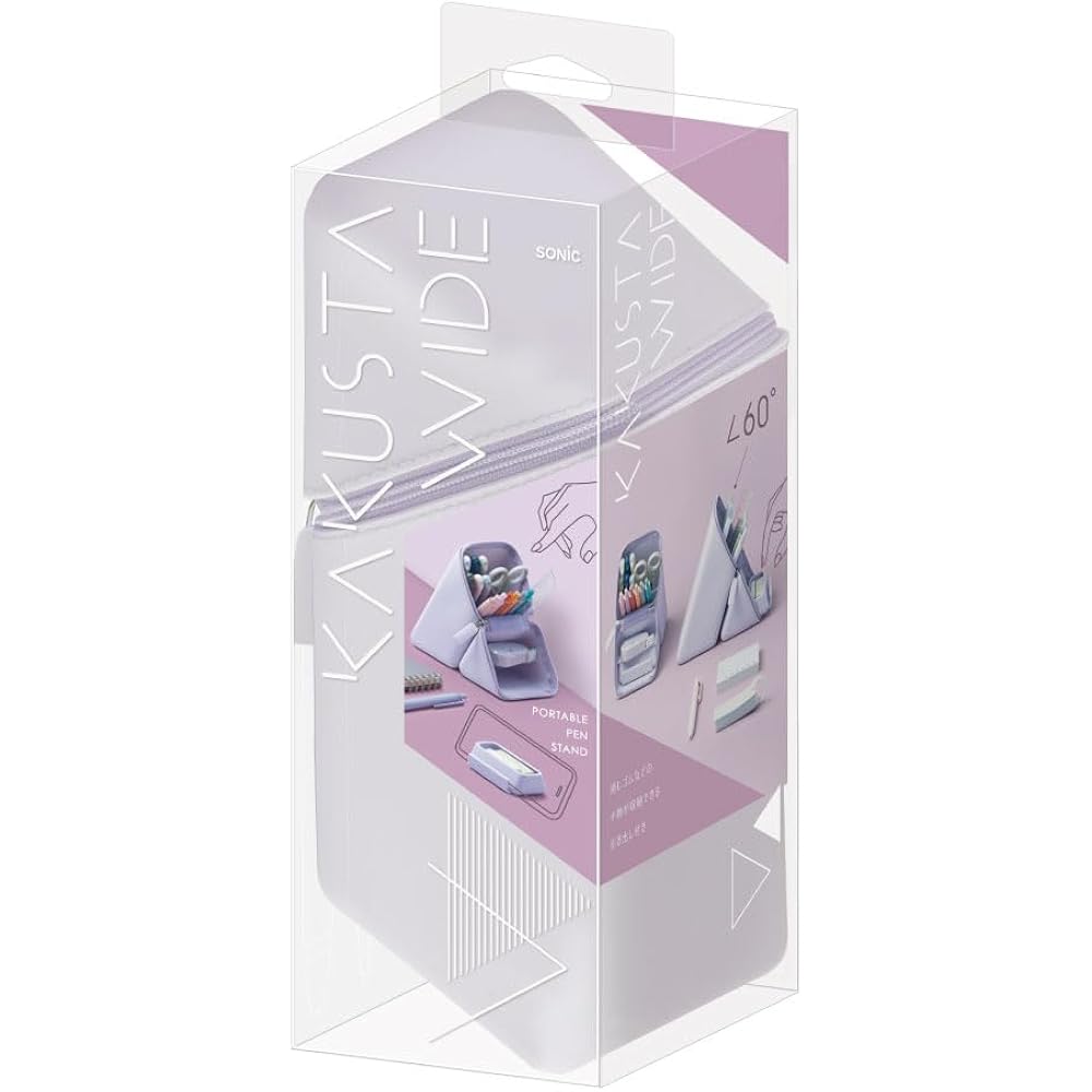 Sonic Pen Case Kakusta Portable Pen Holder with Wide Drawer Violet FD-2045-V