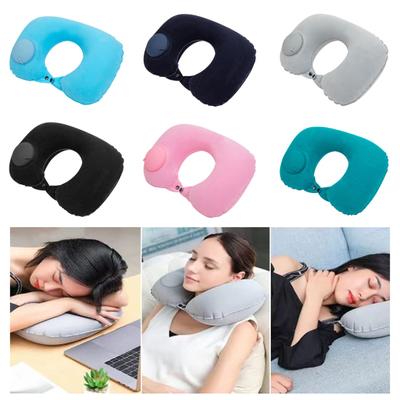 Şişirilebilir U Şeklinde Yastık Taşınabilir Ayarlanabilir Çift Tokalı Tasarım Yumuşak Pres Tipi Seyahat Uzun Yolculuklar Uçak Sürüş Boyun Desteği Konforlu Yastık
