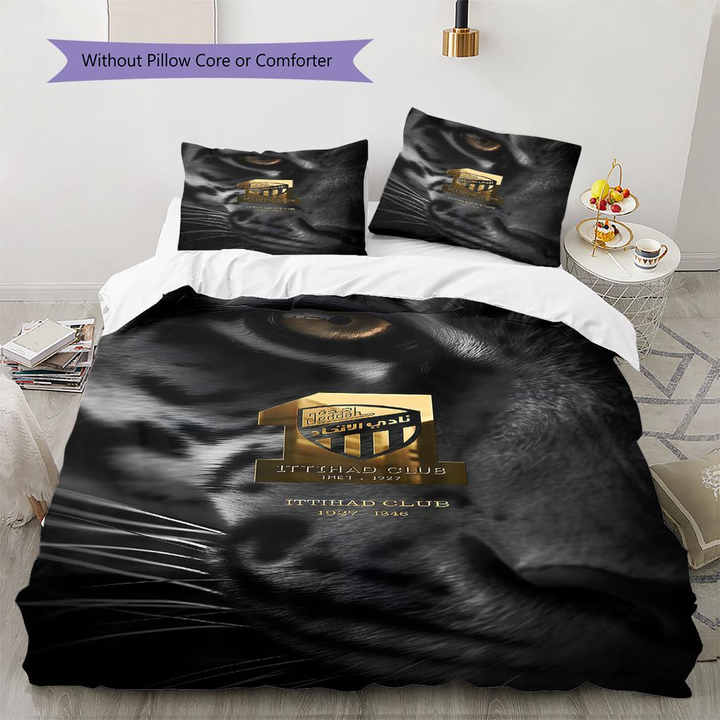 Al-Ittihad FC Pattern Bedding,Quilt Set Quilt Cover Pillowcase Home Birthday Gift(1 * Duvet Cover + 2 * Pillowcase, Without Core)