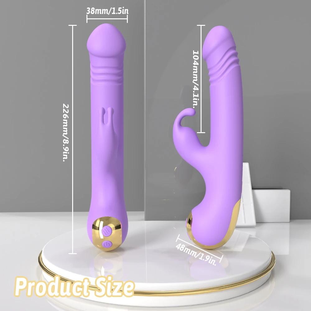 2 in 1 Thrusting Rabbit Vibrator Sex Toy for Women G-spot Clit Clitoris Stimulator Powerful Silicone Sexy Toys Female Adults Goods