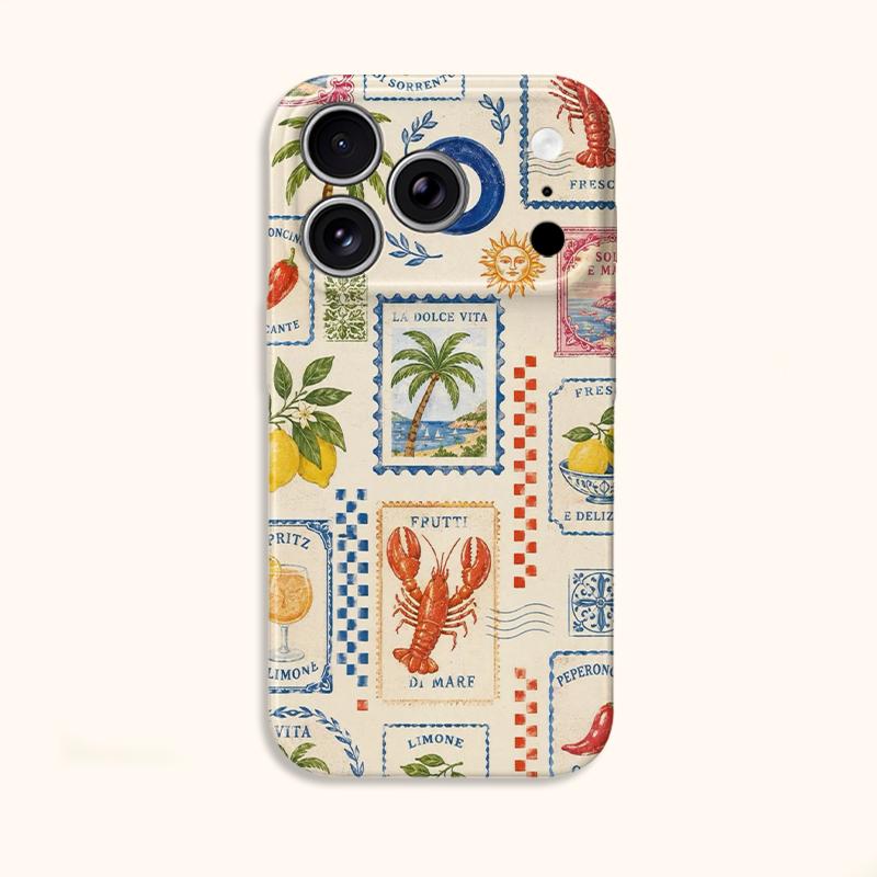 Limoncello Citrus Lemons Stamp Pattern Art Film Aesthetic Protective Shockproof Bumper Case Cover For iPhone 14 15 16 17 Pro Max Plus