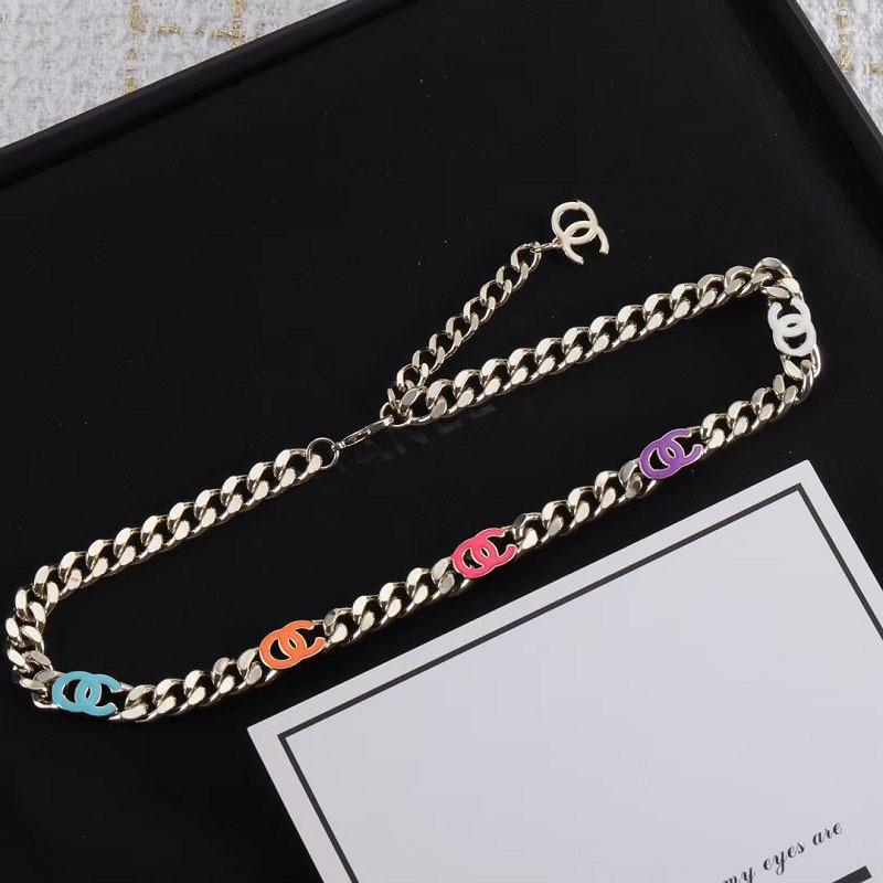 2025 Unisex Double C Enamel Twist Chain Necklace - European & American Fashion Clavicle Style