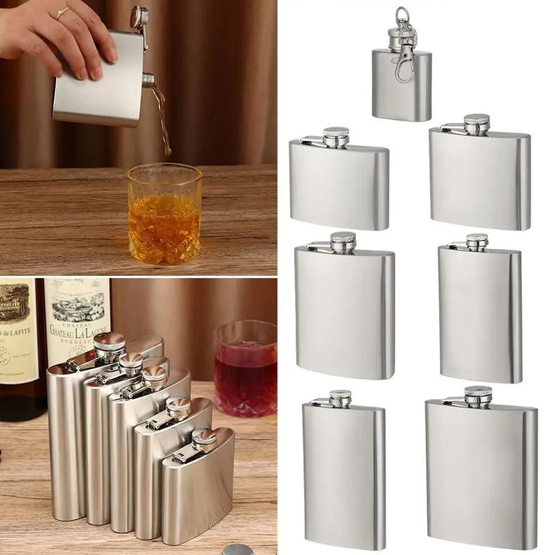 Portable Stainless Steel Hip Flask, Wine Bottle, Whisky Pot, Alcohol Container, Pocket, Leakproof Wine Bottle, Screw Cap