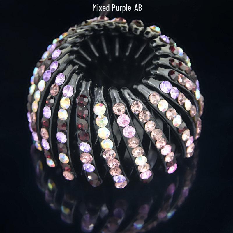 21-Tooth Korean-Style Rhinestone Sparkly Bun Hair Clip Natural