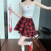 Retro Plaid High-Waisted Women's Skirt - Versatile and Slimming