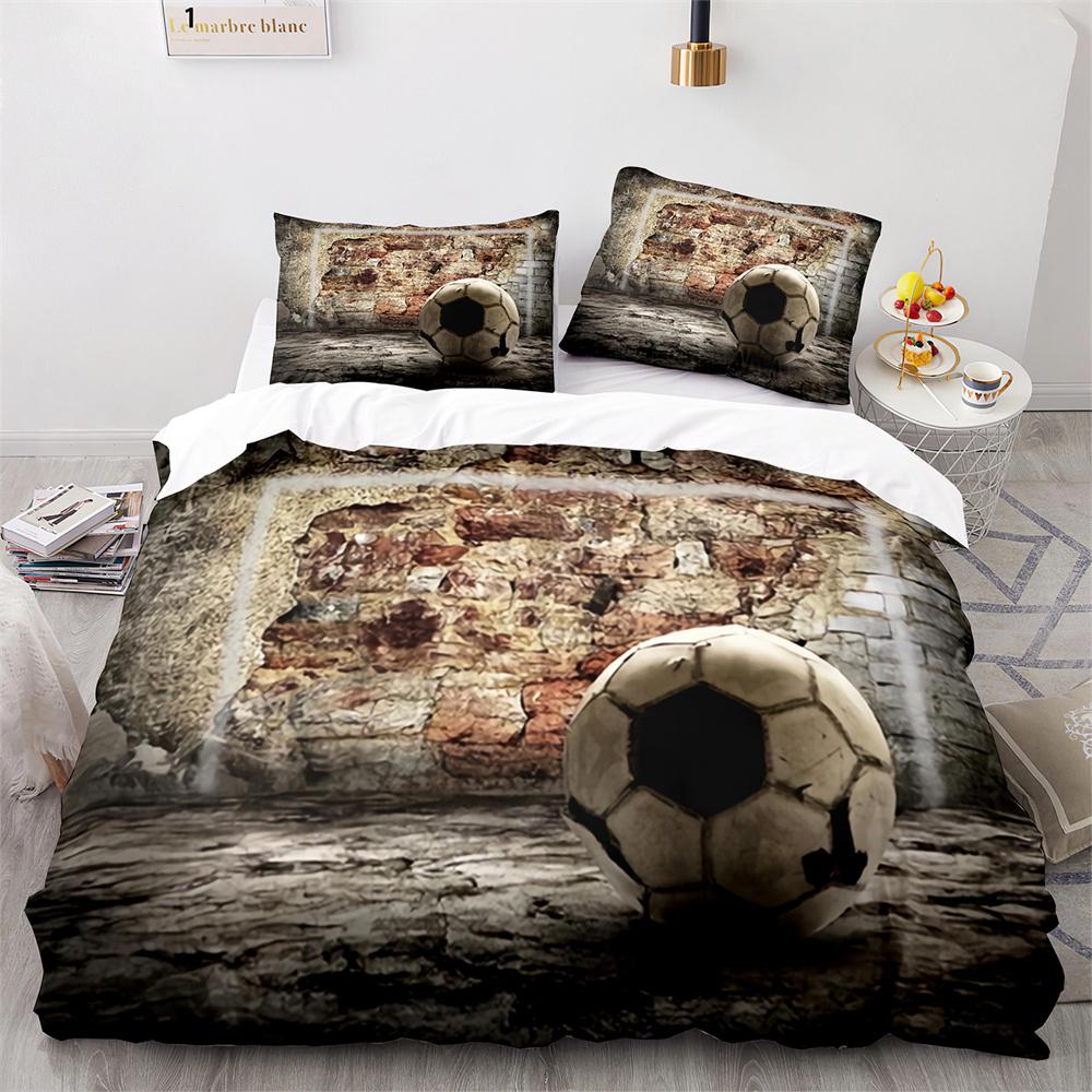 Soccer Duvet Cover Set Football Sport Galaxy Background Polyester Comforter Cover King Queen Twin Full Size For Kids Boys Girl