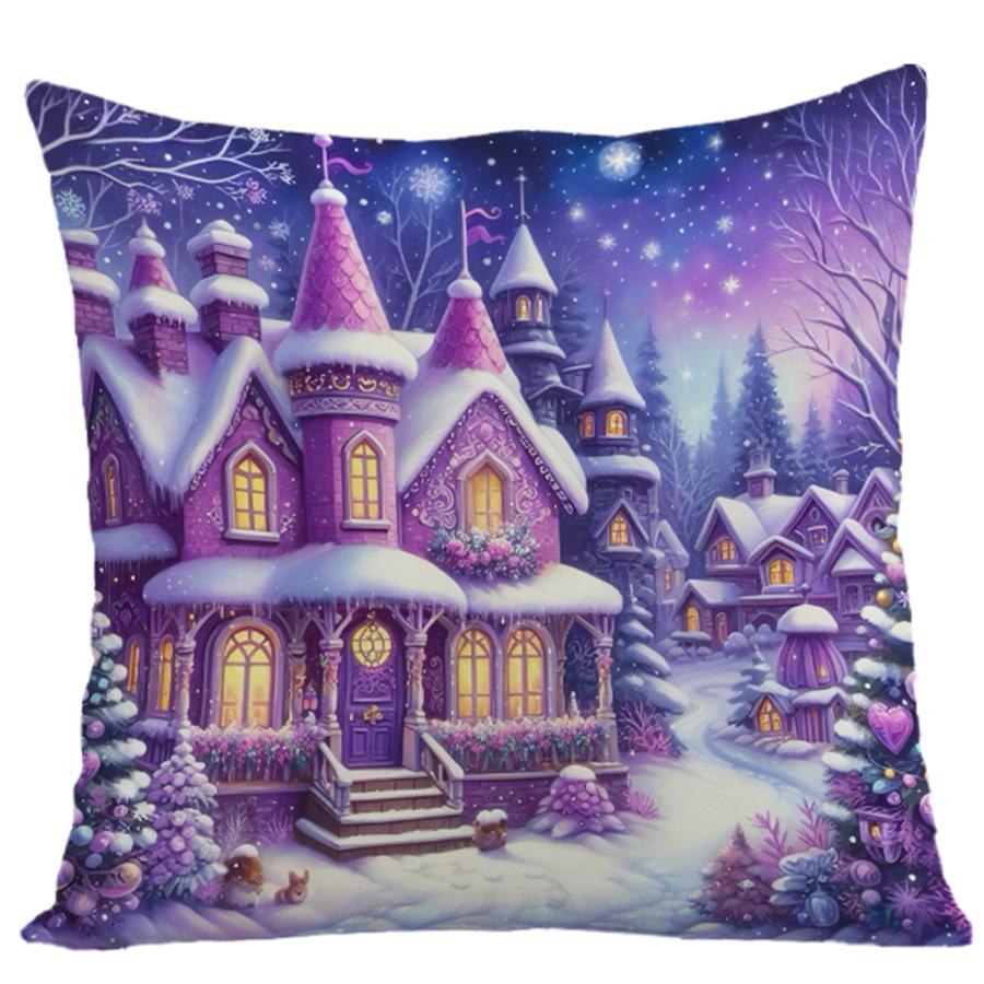 Świąteczna poszewka na poduszkę z poliestru z nadrukiem - Świąteczna dekoracja poduszki do salonu i sypialni