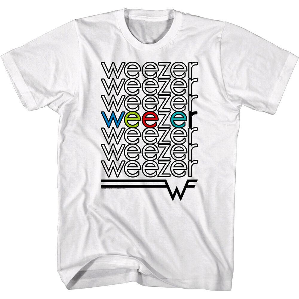 Weezer Rainbow Repeat Logo Men's T Shirt Colors Albums Rock Band Concert Tour