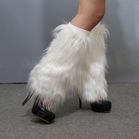 1 Pair Faux Fur Leg Warmers Light Women with Stage Performance High Tube