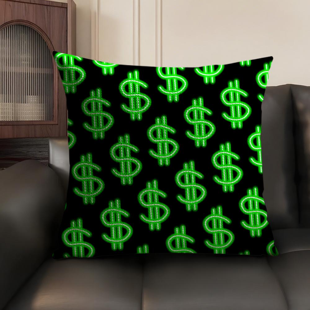 Popular Money Cushion Cover Summer Breathable Linen Organic Fabric Double-Sided Printing Sofa Pillow Case Home Decor