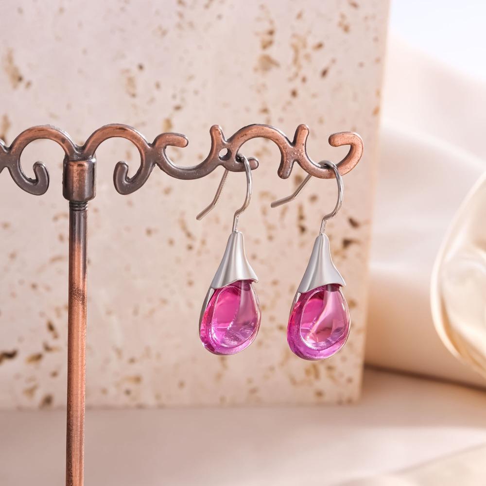 Luxury Blue Crystal Water Drop Dangle Earrings for Women Temperament  Multicolor Zircon Wedding Bride Charm Korea Jewelry Gift